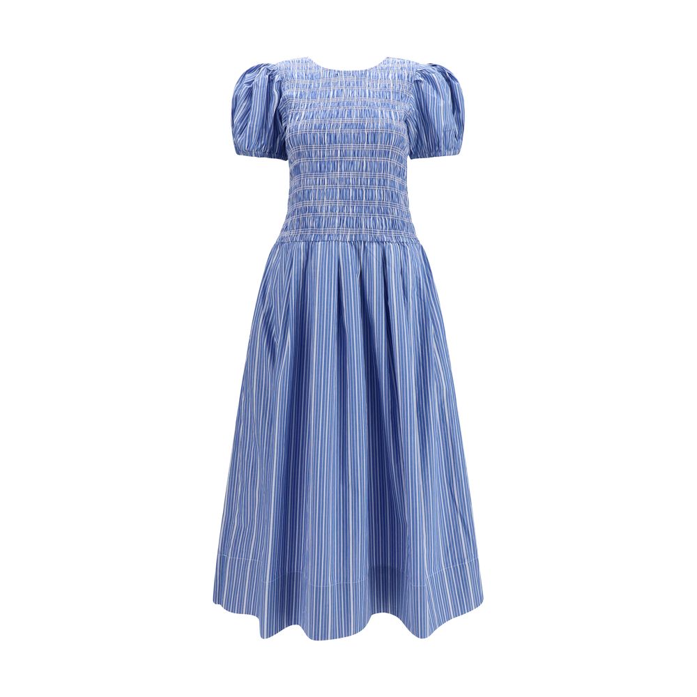 Ganni Blue Cotton Casual Dress Ganni