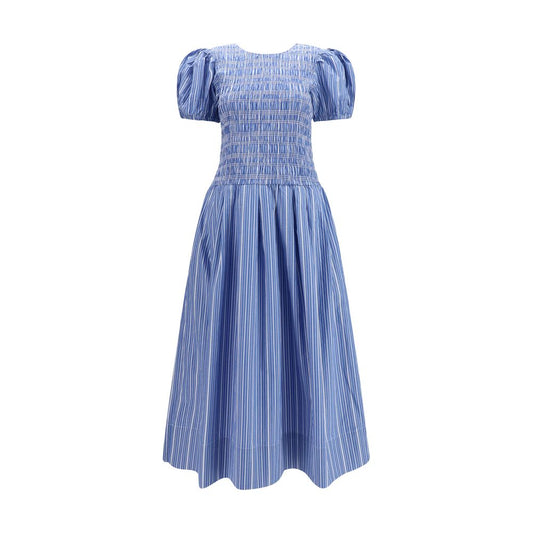 Ganni Blue Cotton Casual Dress Ganni