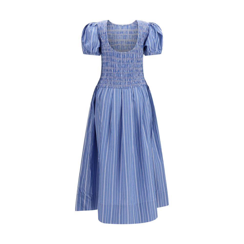 Ganni Blue Cotton Casual Dress Ganni