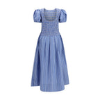 Ganni Blue Cotton Casual Dress Ganni