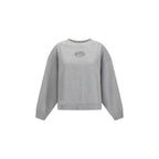 Gray cotton sweatshirt by Ganni with a relaxed fit and subtle branding, displayed on a plain background.