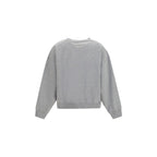 Ganni gray cotton sweatshirt with a relaxed fit and crew neckline, featuring subtle branding and soft fabric texture.