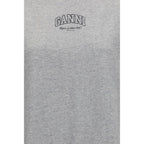 Gray Ganni cotton sweatshirt with a relaxed fit, featuring a crew neckline and soft fabric for casual comfort.