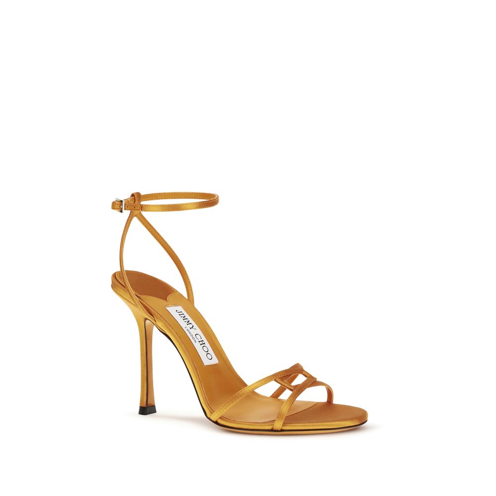 Jimmy Choo Orange Silk Stiletto Heel Sandals
