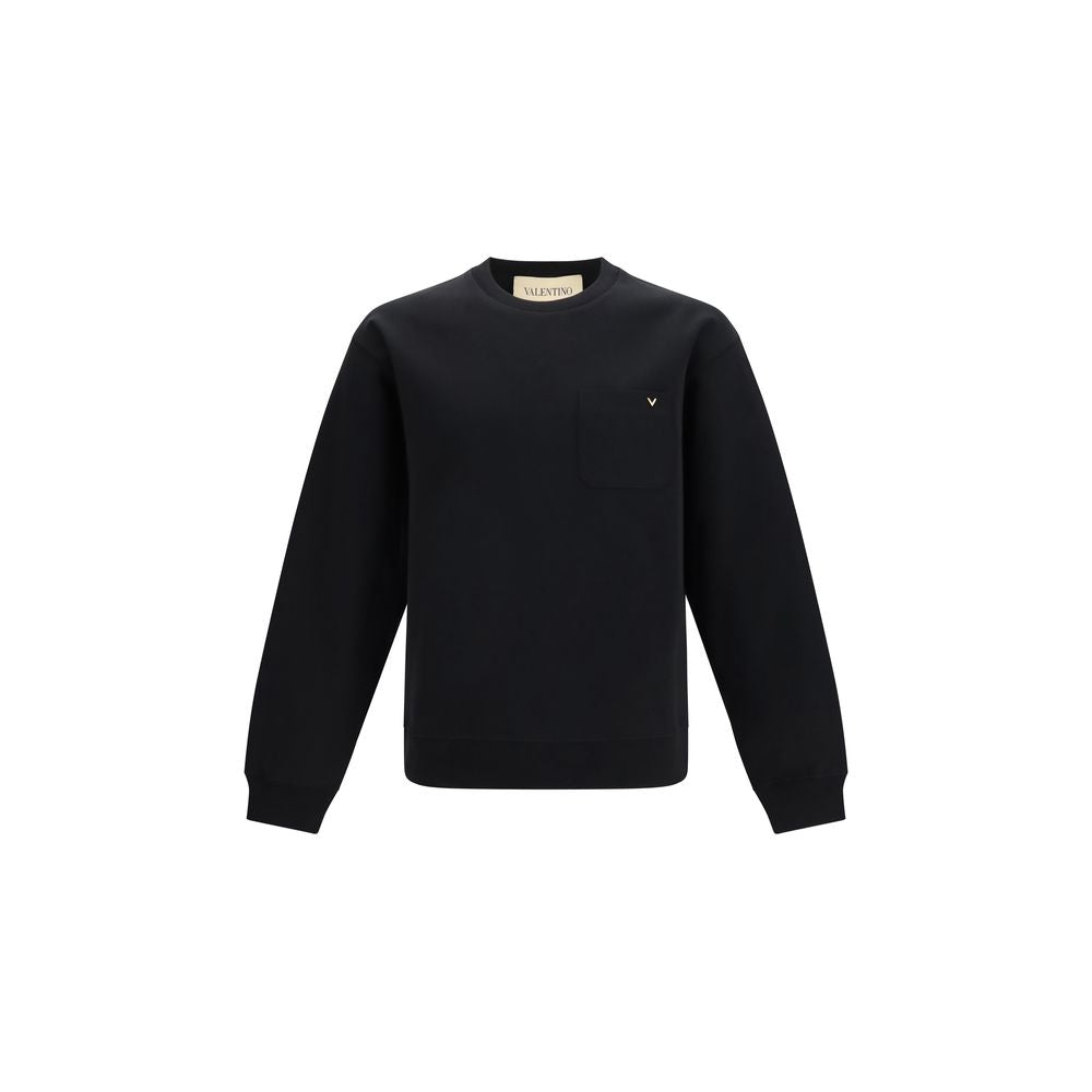 Valentino Garavani black cotton sweatshirt featuring a relaxed fit and minimalist design, ideal for casual wear.
