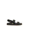 Valentino Garavani Black Calf Leather Bos Taurus Flat Sandals
