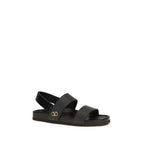 Valentino Garavani Black Calf Leather Bos Taurus Flat Sandals