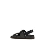 Valentino Garavani Black Calf Leather Bos Taurus Flat Sandals