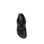Valentino Garavani Black Calf Leather Bos Taurus Flat Sandals