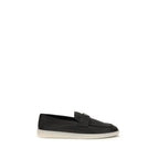 Prada Black Calf Leather Bos Taurus Slip-On Loafers - Eljoys Fashion 