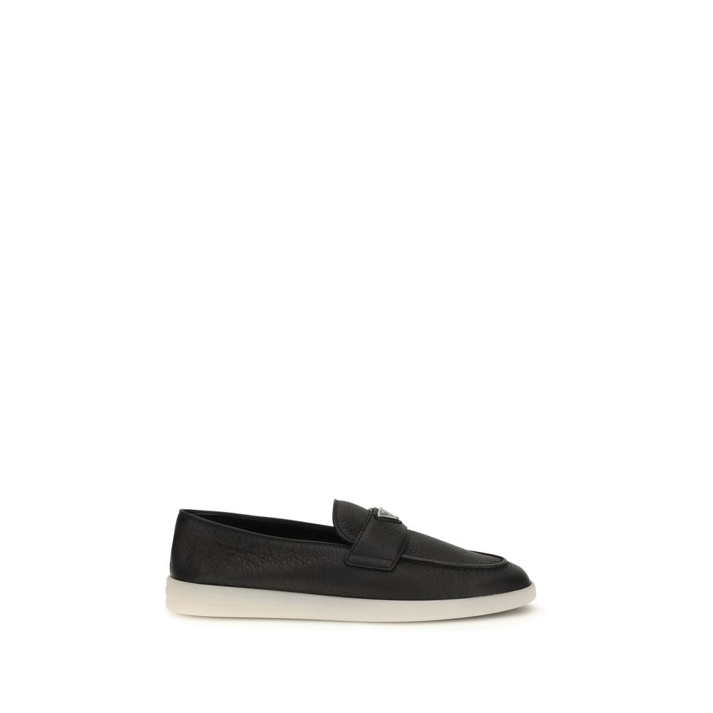 Prada Black Calf Leather Bos Taurus Slip-On Loafers - Eljoys Fashion 