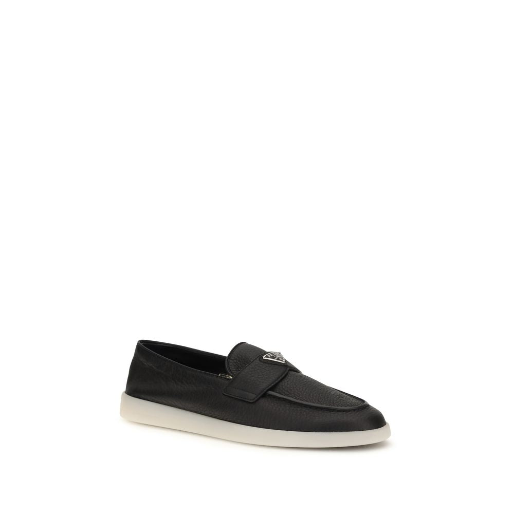 Prada Black Calf Leather Bos Taurus Slip-On Loafers - Eljoys Fashion 