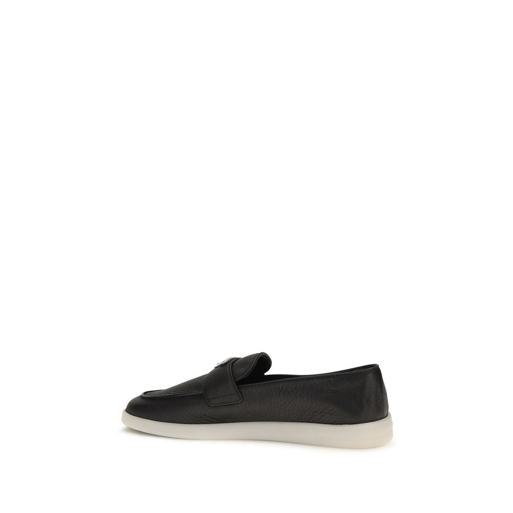 Prada Black Calf Leather Bos Taurus Slip-On Loafers - Eljoys Fashion 