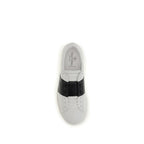 Valentino Garavani black calf leather Bos Taurus low-top sneakers with sleek design and white rubber soles.