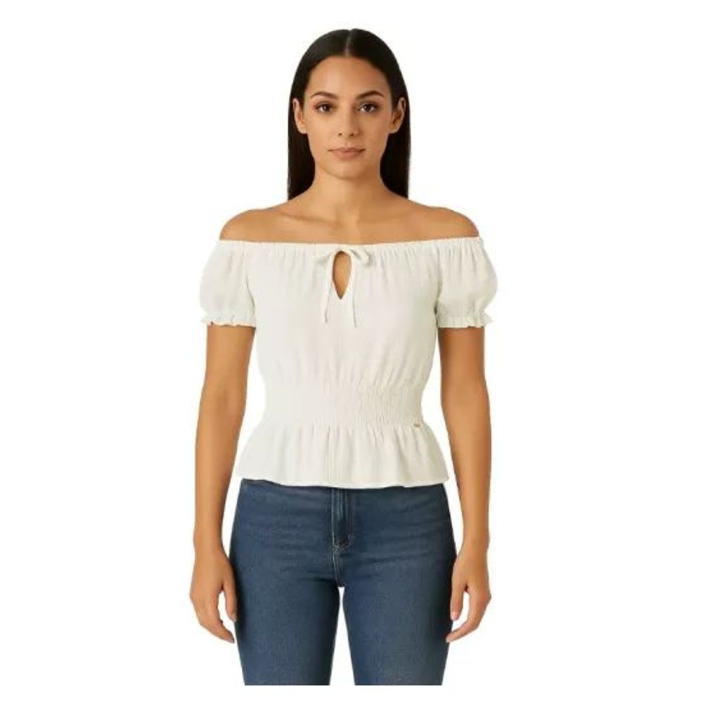 Guess White Polyester Blouse Guess