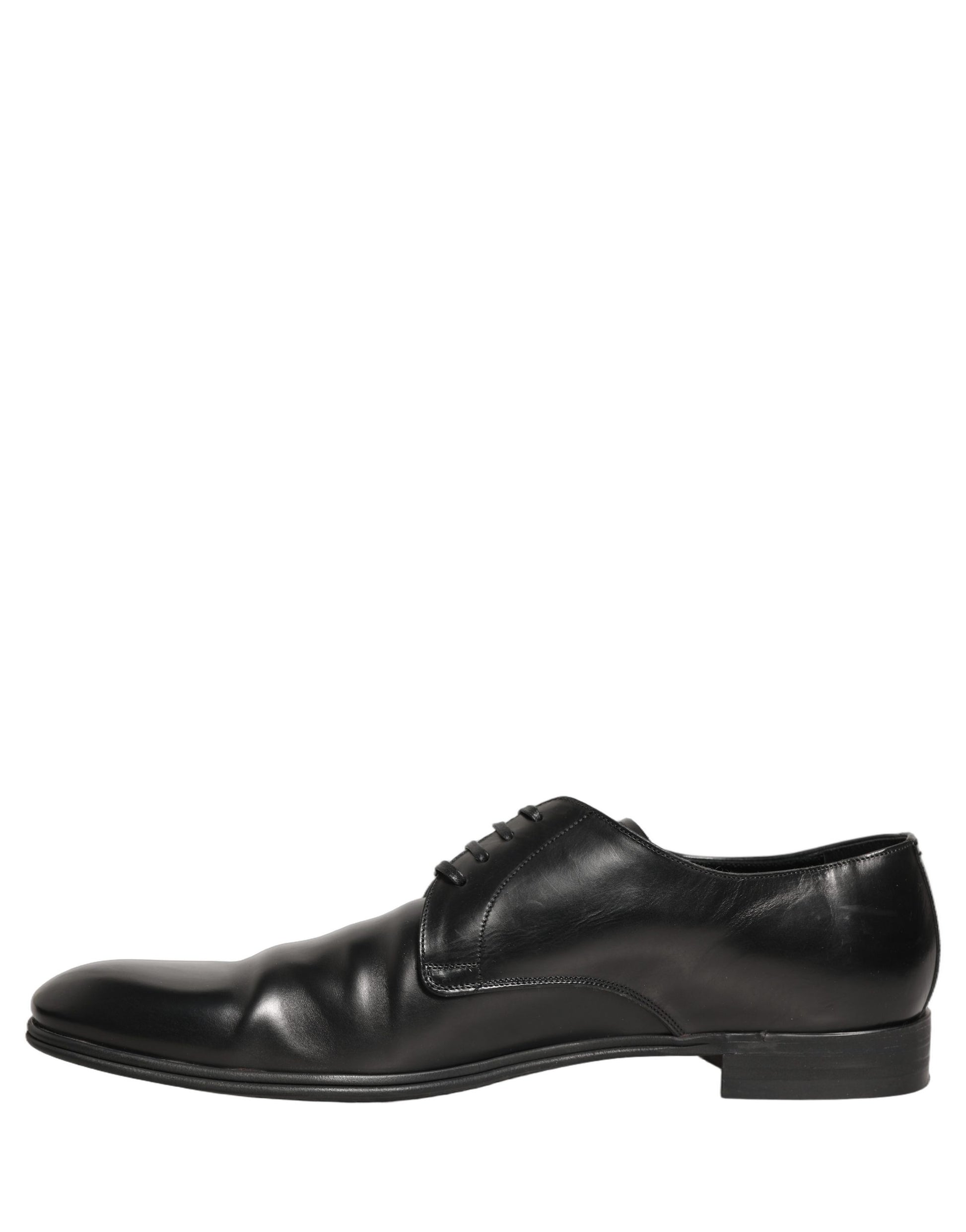 Dolce & Gabbana Black Leather Men Derby Dress Formal Shoes Dolce & Gabbana