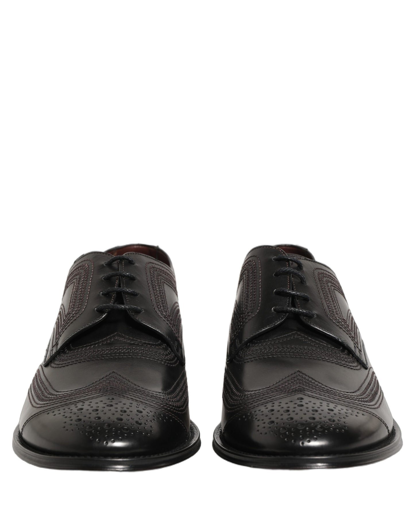Dolce & Gabbana Black Embroidered Leather Derby Dress Shoes Dolce & Gabbana