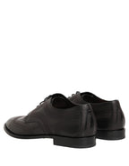 Dolce & Gabbana Black Embroidered Leather Derby Dress Shoes