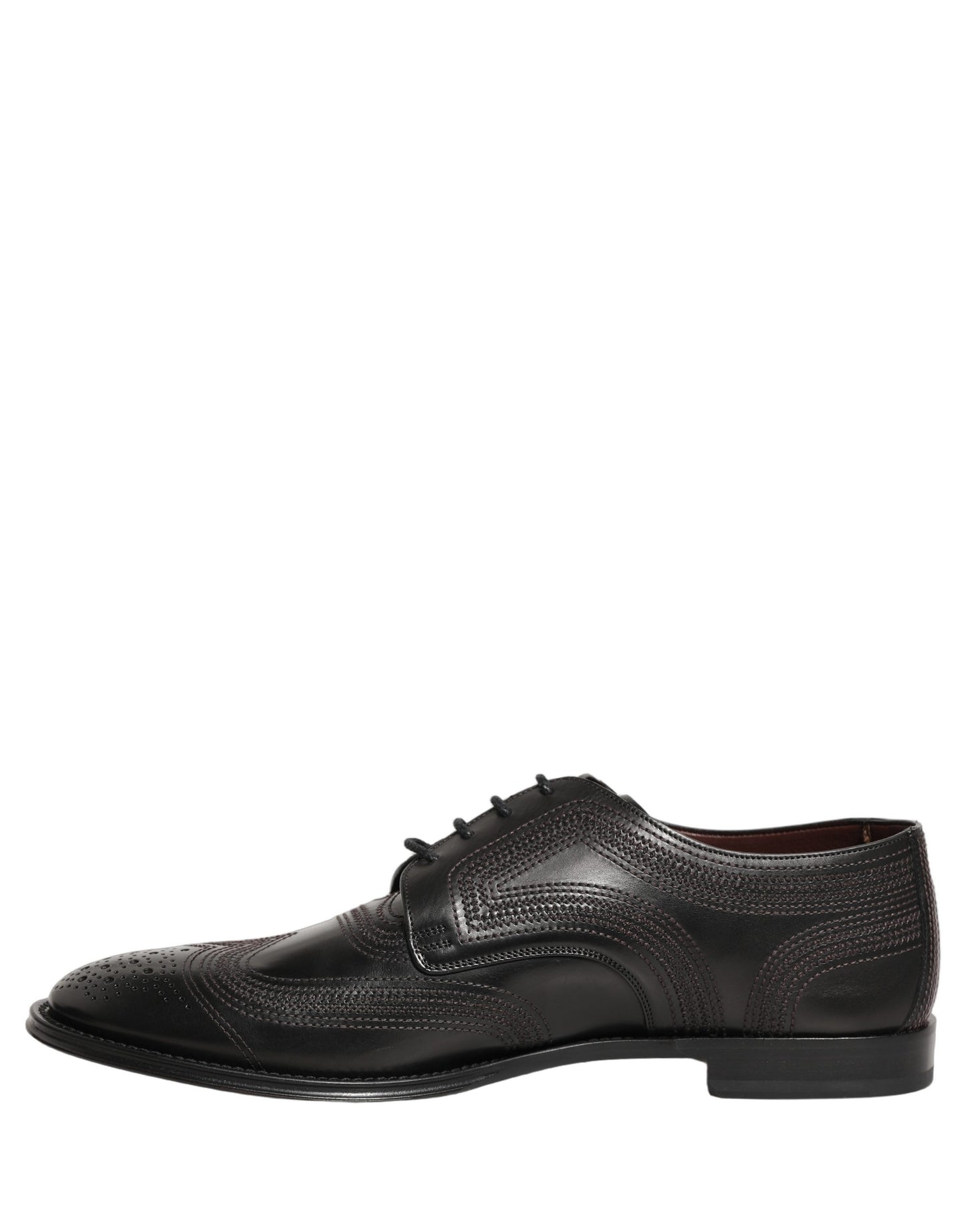 Dolce & Gabbana Black Embroidered Leather Derby Dress Shoes Dolce & Gabbana