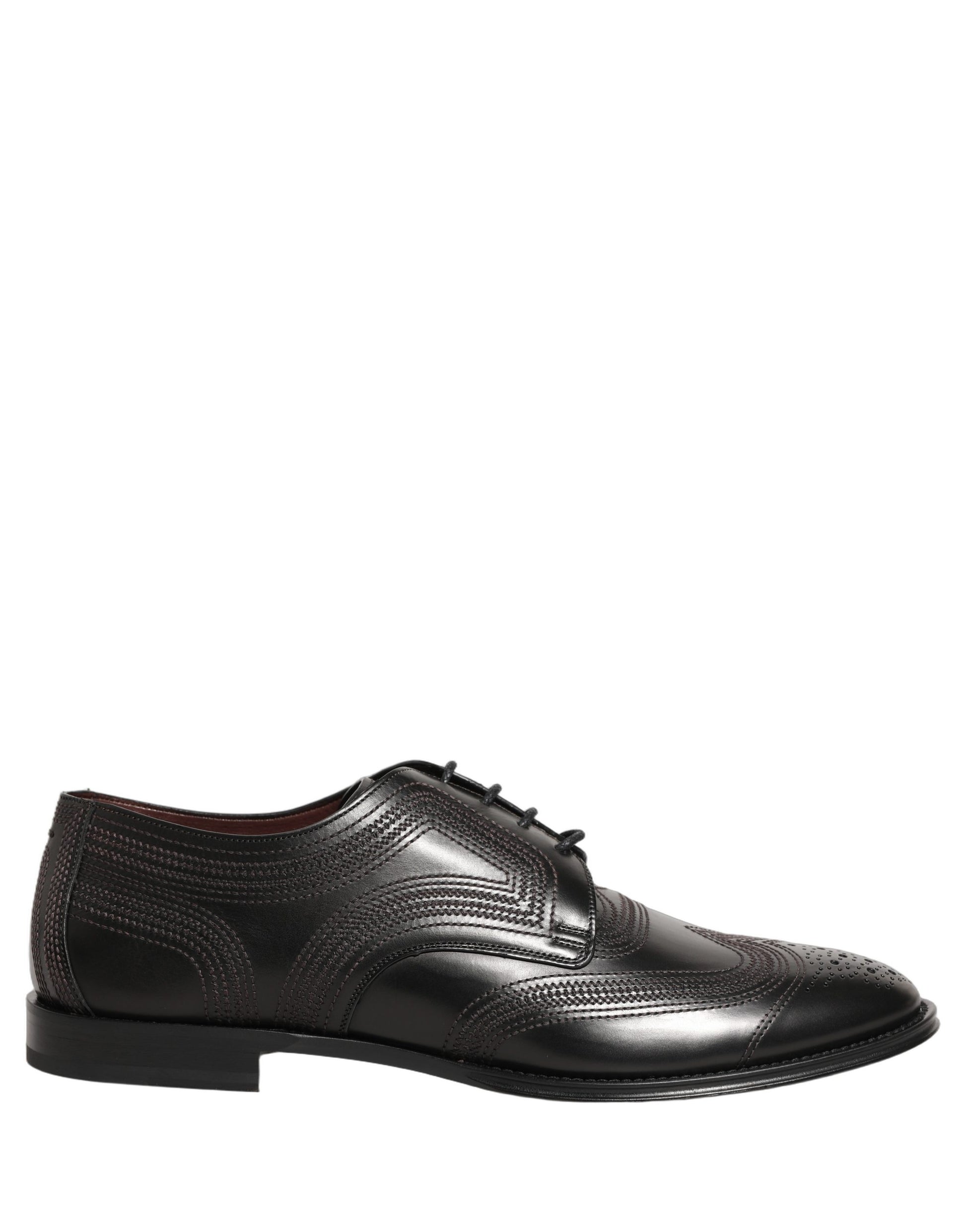 Dolce & Gabbana Black Embroidered Leather Derby Dress Shoes Dolce & Gabbana