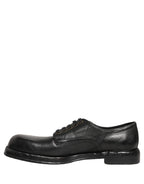 Dolce & Gabbana Black Leather Lace Up Derby Dress Men Shoes Dolce & Gabbana