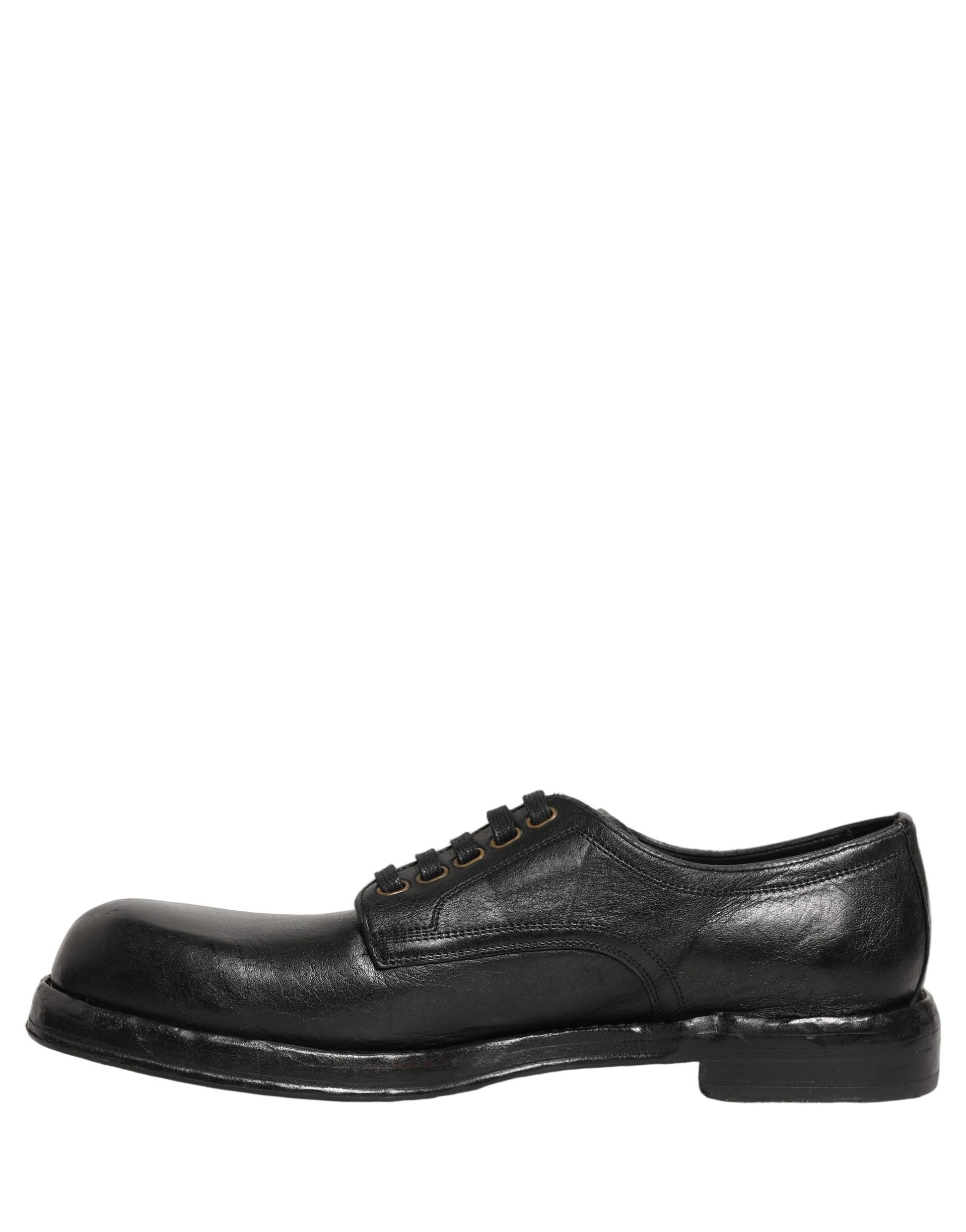 Dolce & Gabbana Black Leather Lace Up Derby Dress Men Shoes Dolce & Gabbana