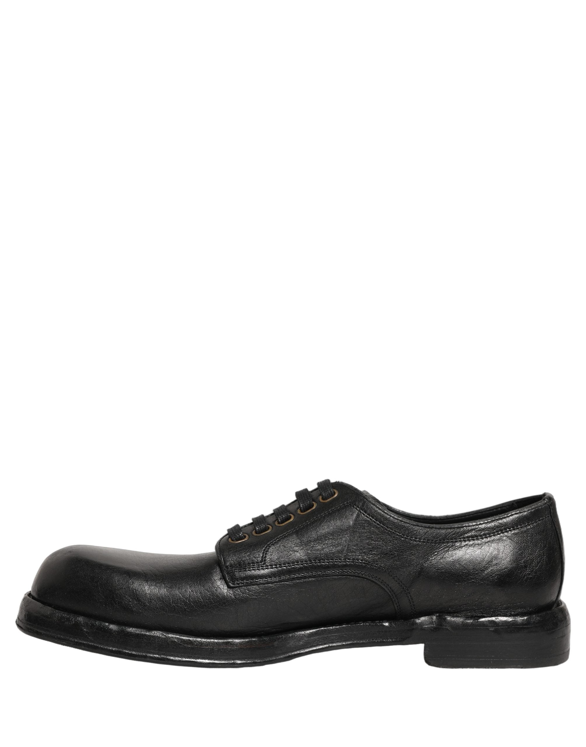 Dolce & Gabbana Black Leather Lace Up Derby Dress Men Shoes Dolce & Gabbana