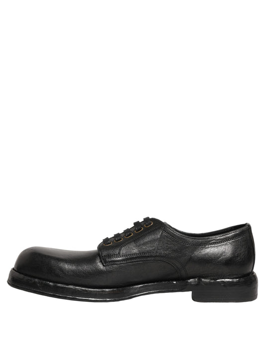 Dolce & Gabbana Black Leather Lace Up Derby Dress Men Shoes Dolce & Gabbana