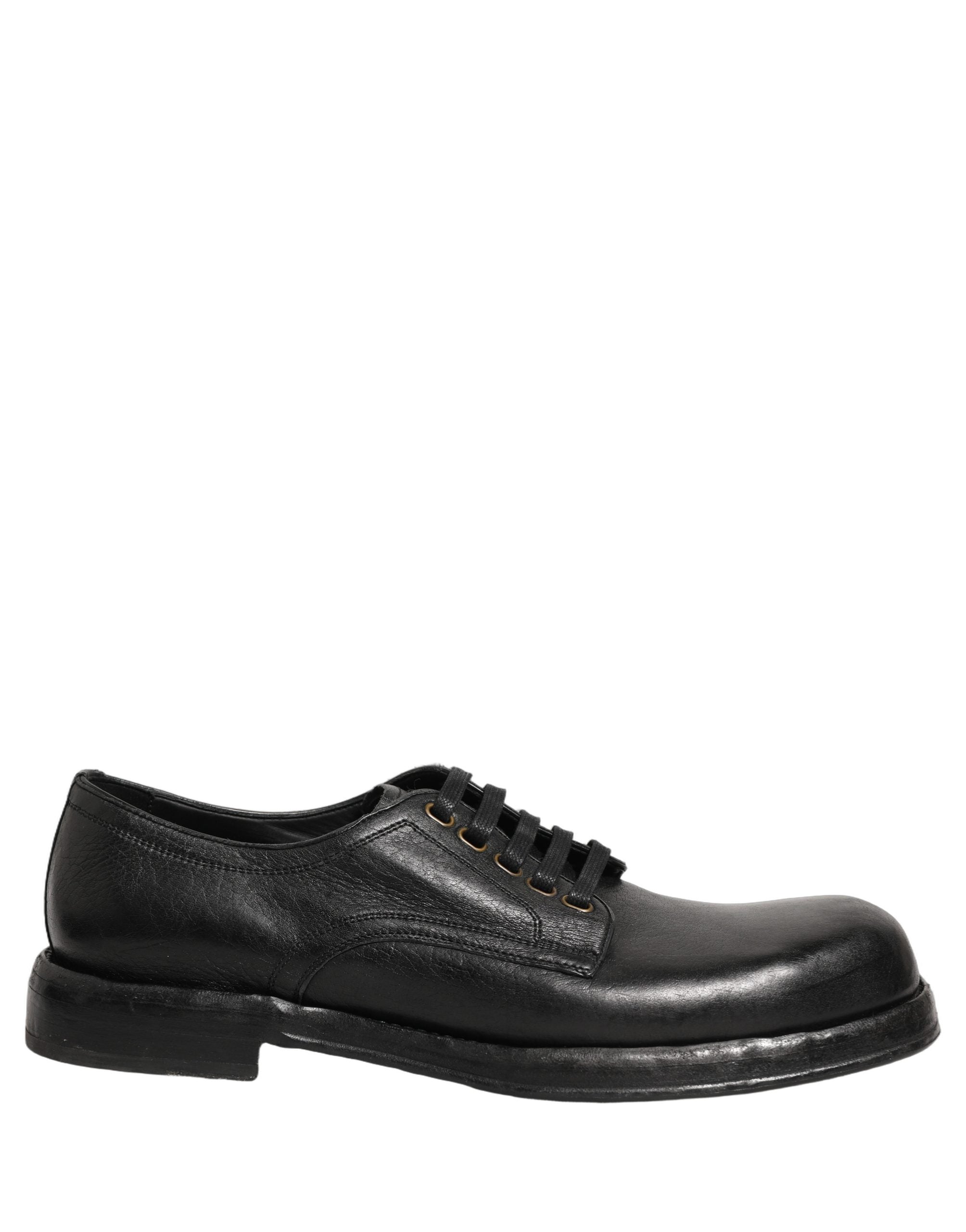 Dolce & Gabbana Black Leather Lace Up Derby Dress Men Shoes Dolce & Gabbana