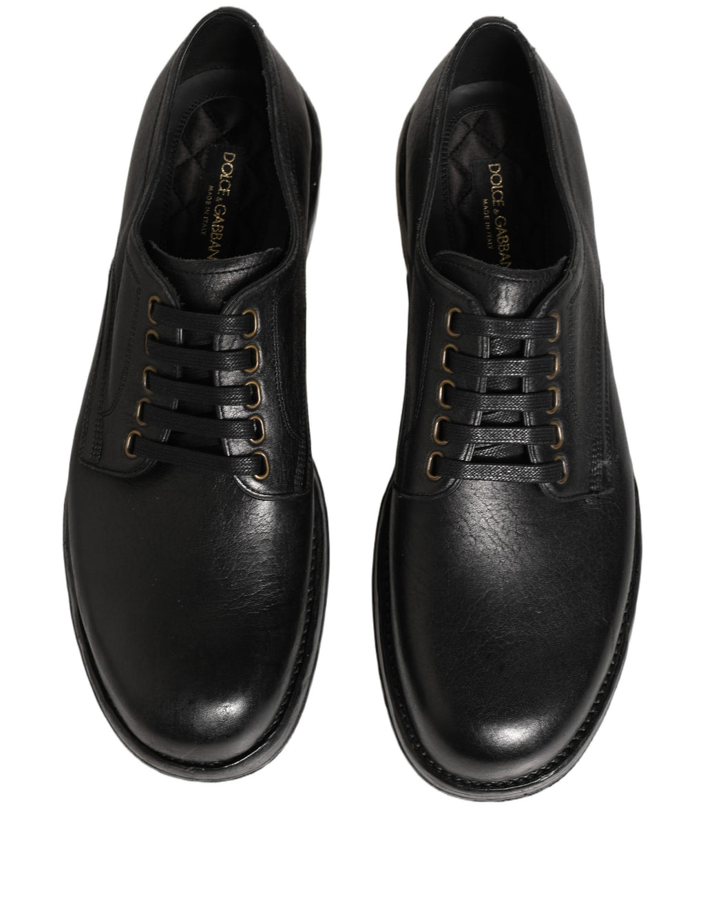 Dolce & Gabbana Black Leather Lace Up Derby Dress Men Shoes Dolce & Gabbana