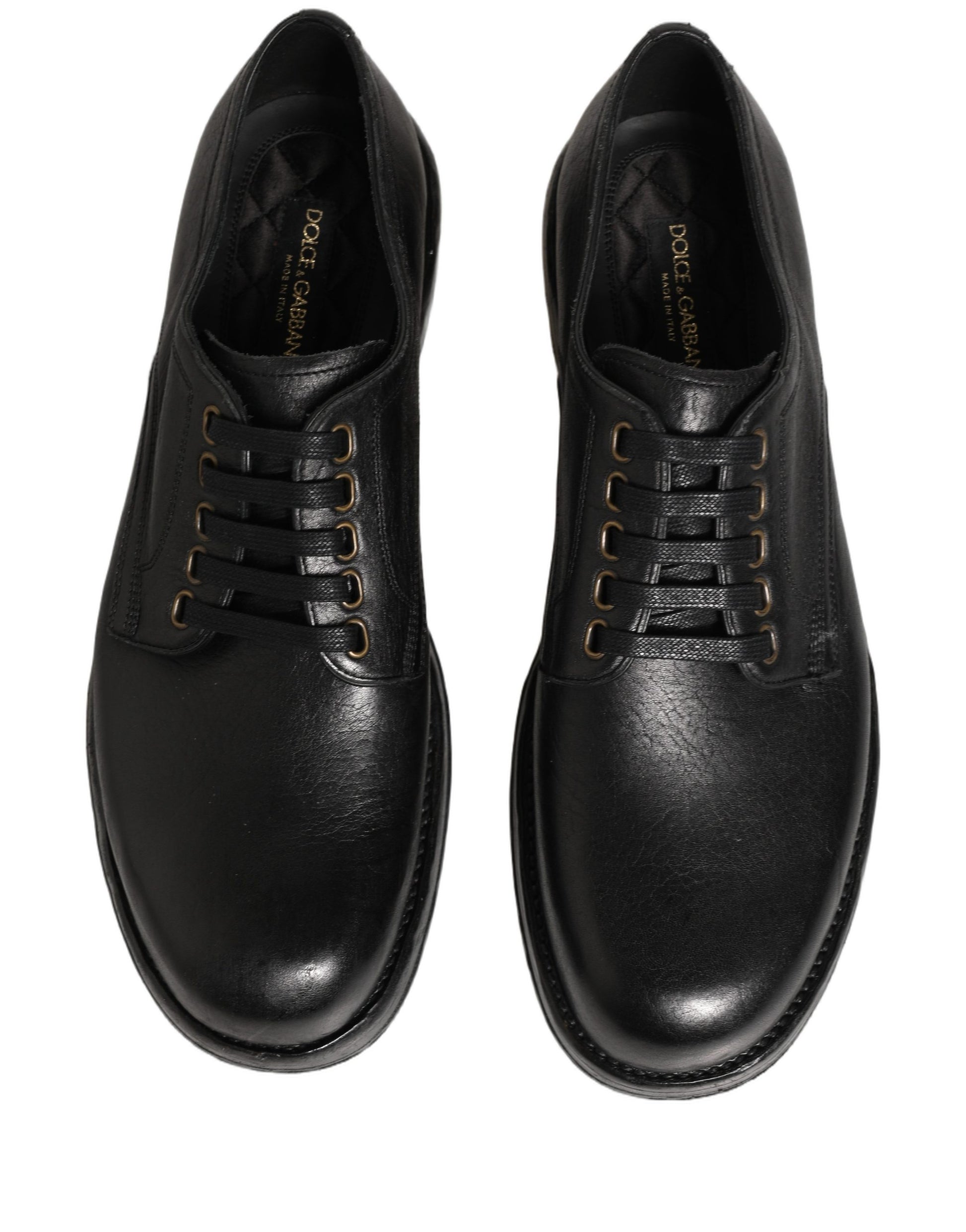 Dolce & Gabbana Black Leather Lace Up Derby Dress Men Shoes Dolce & Gabbana