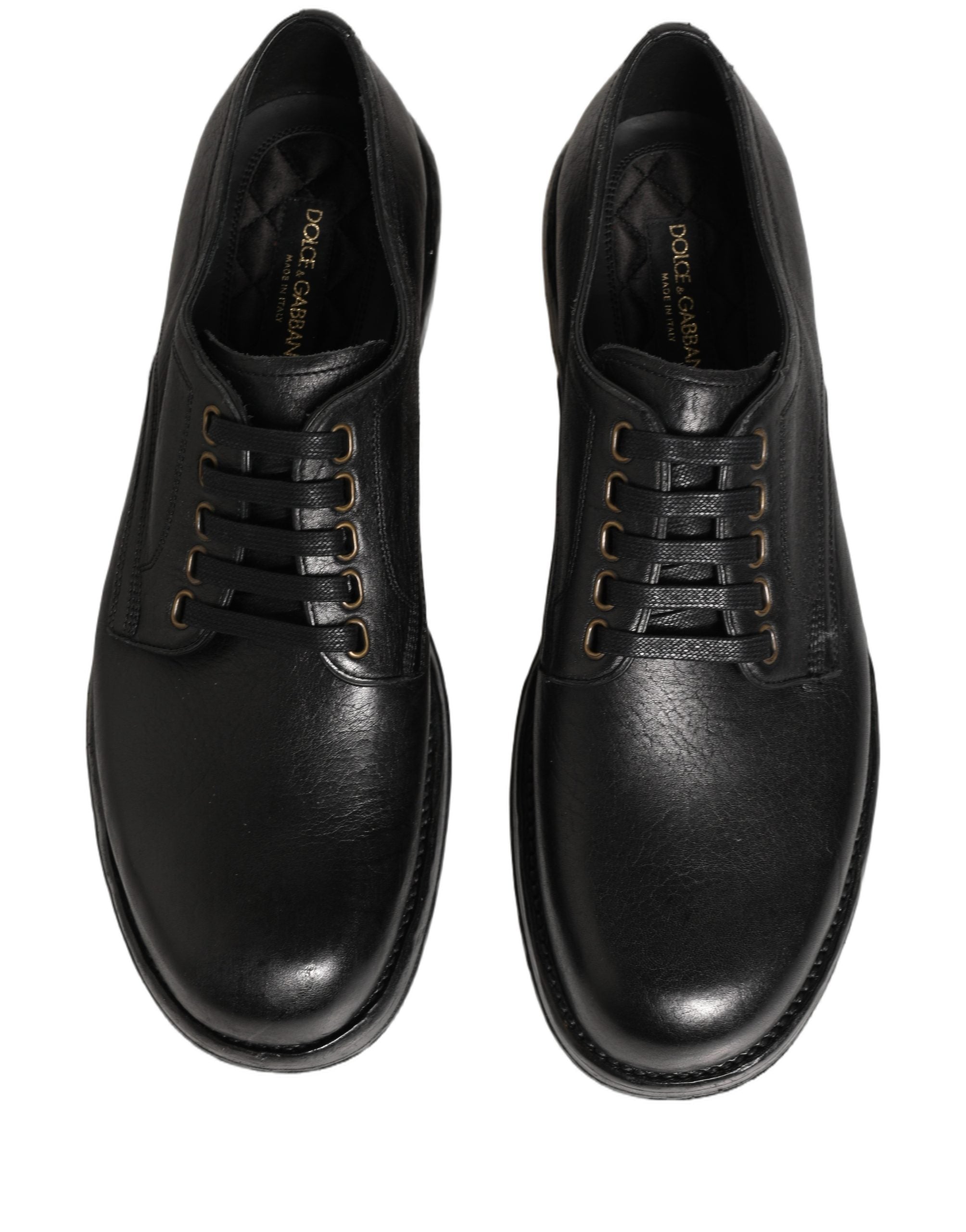 Dolce & Gabbana Black Leather Lace Up Derby Dress Men Shoes Dolce & Gabbana