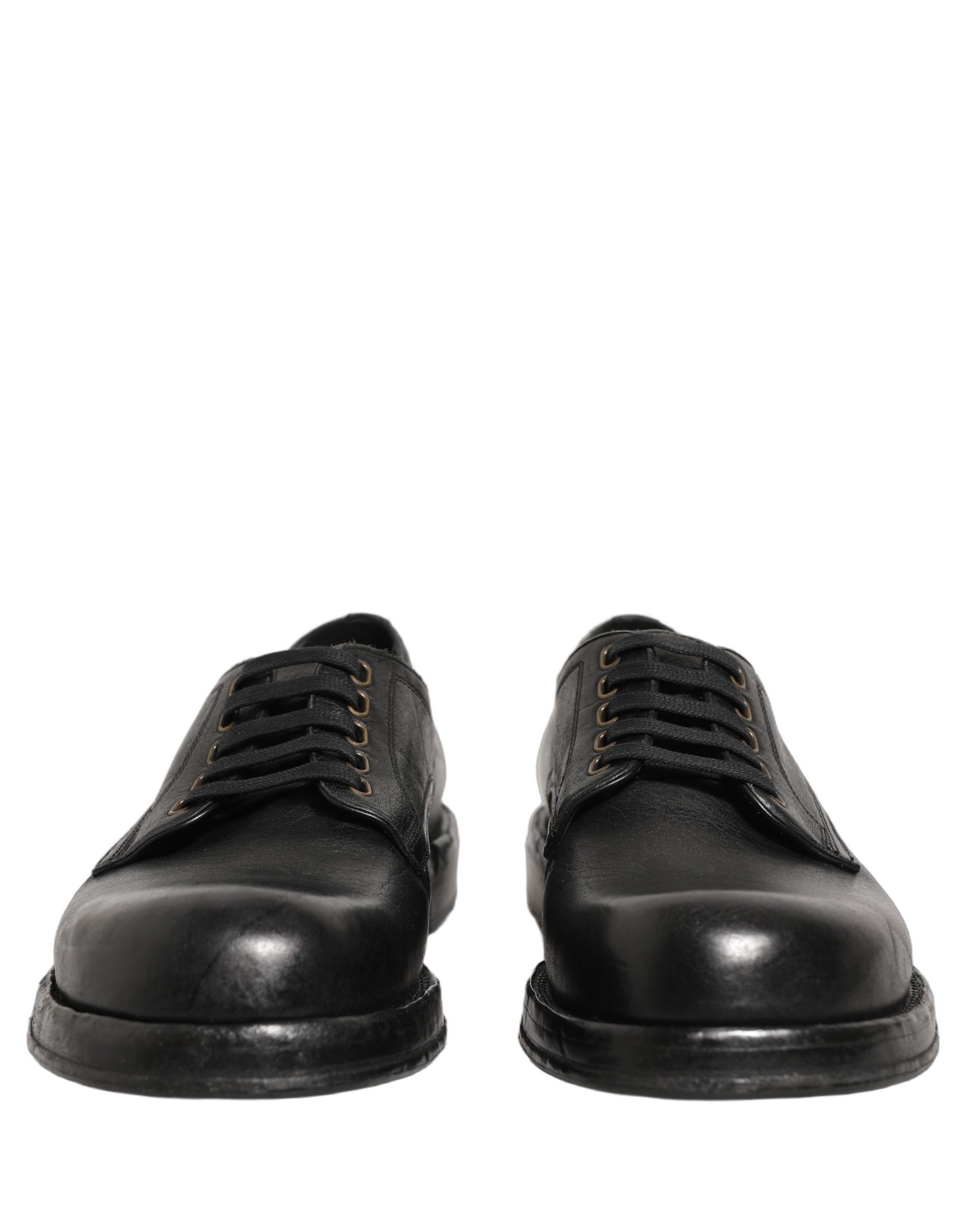 Dolce & Gabbana Black Leather Lace Up Derby Dress Men Shoes Dolce & Gabbana
