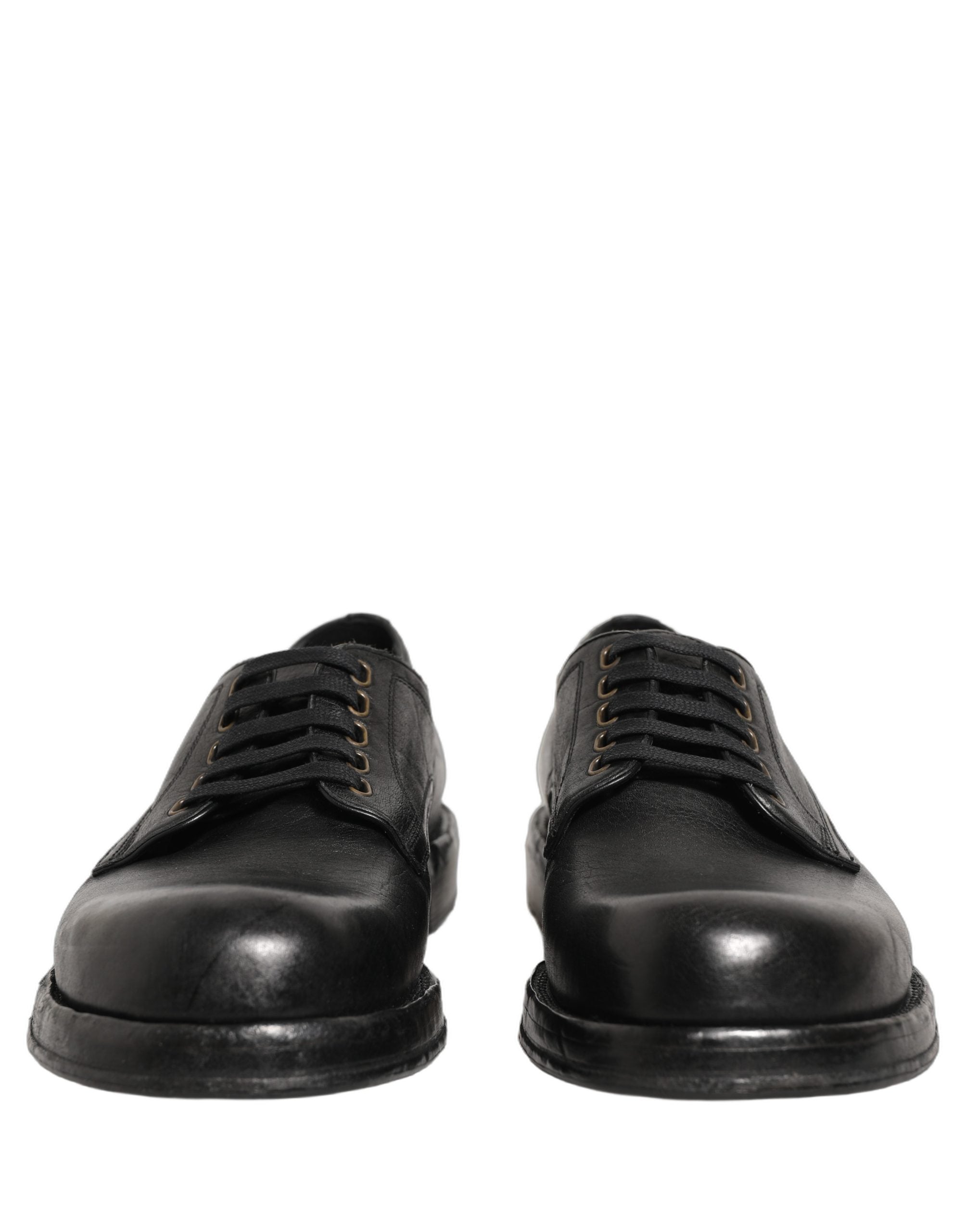 Dolce & Gabbana Black Leather Lace Up Derby Dress Men Shoes Dolce & Gabbana