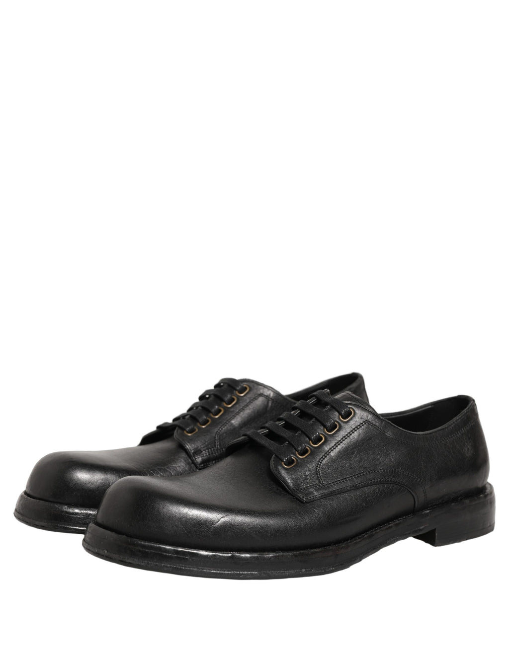 Dolce & Gabbana Black Leather Lace Up Derby Dress Men Shoes Dolce & Gabbana