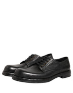 Dolce & Gabbana Black Leather Lace Up Derby Dress Men Shoes Dolce & Gabbana