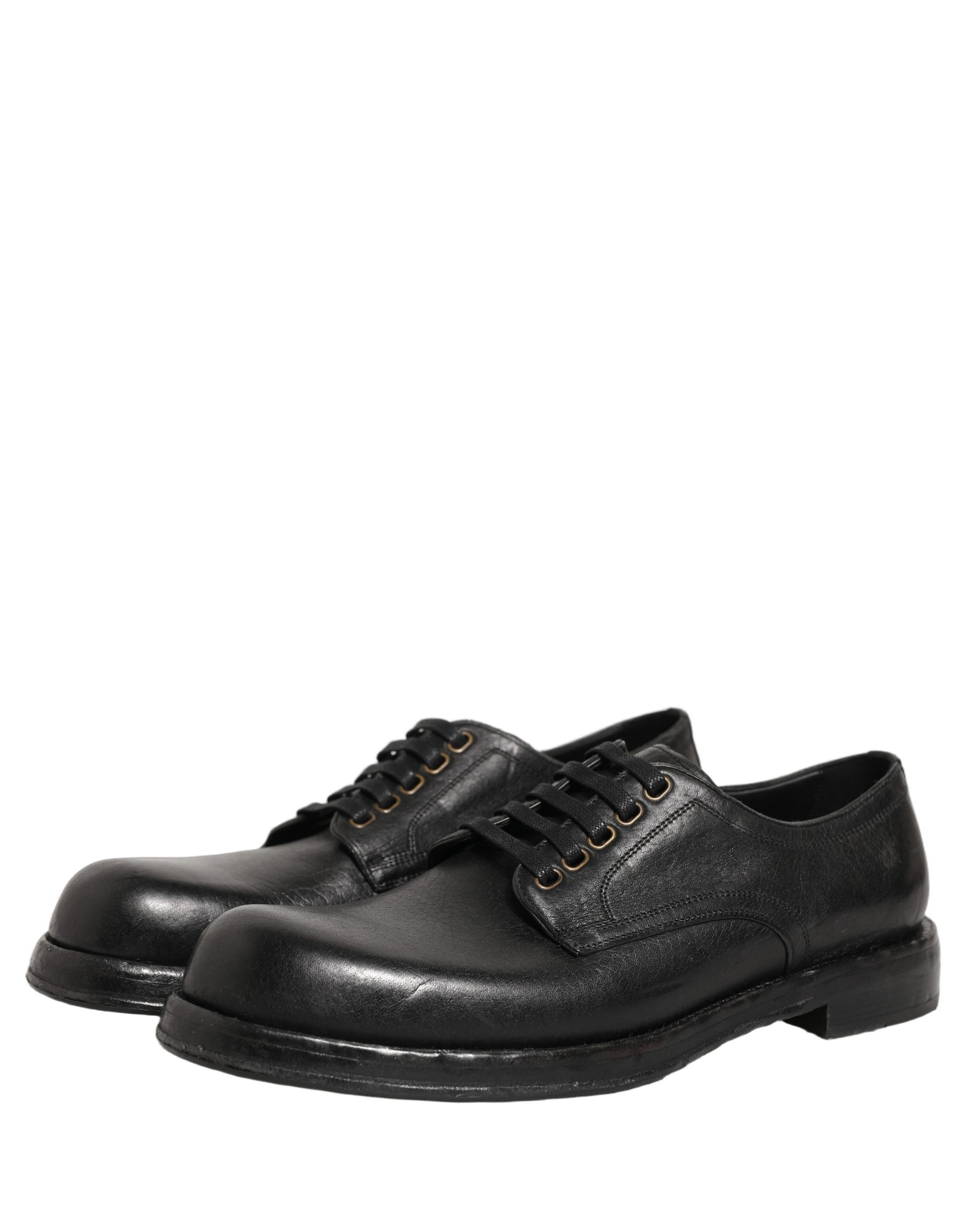 Dolce & Gabbana Black Leather Lace Up Derby Dress Men Shoes Dolce & Gabbana