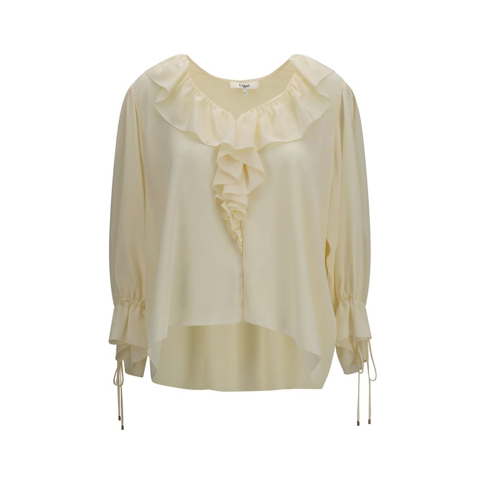 Chloé Beige Silk Blouse - Eljoys Fashion 