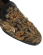 Dolce & Gabbana Black Velvet Embellished Dress Loafers Shoes Dolce & Gabbana