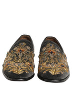Dolce & Gabbana Black Velvet Embellished Dress Loafers Shoes Dolce & Gabbana