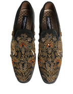 Dolce & Gabbana Black Velvet Embellished Dress Loafers Shoes Dolce & Gabbana