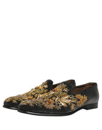 Dolce & Gabbana Black Velvet Embellished Dress Loafers Shoes Dolce & Gabbana
