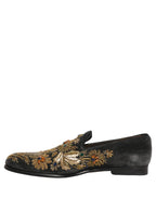 Dolce & Gabbana Black Velvet Embellished Dress Loafers Shoes Dolce & Gabbana
