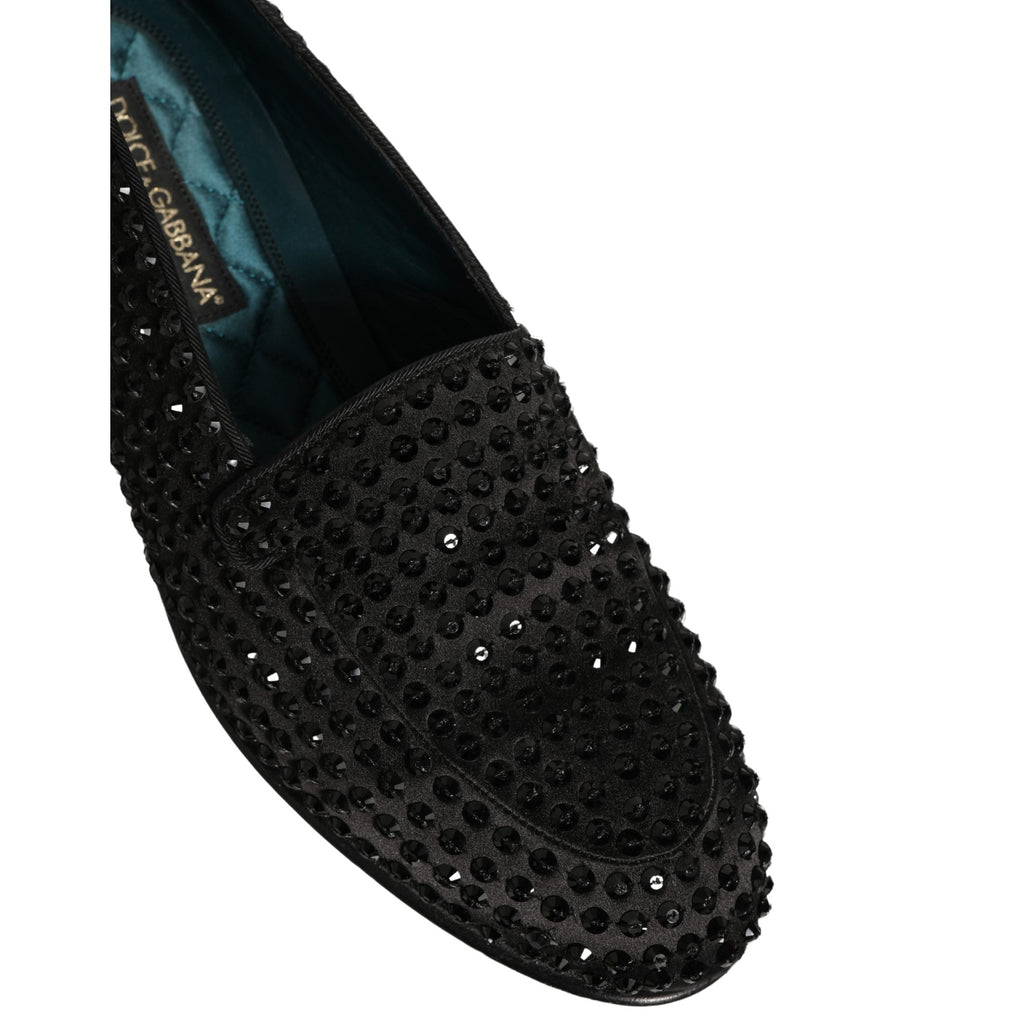 Dolce & Gabbana Black Rhinestone Embellished Loafers Shoes Dolce & Gabbana