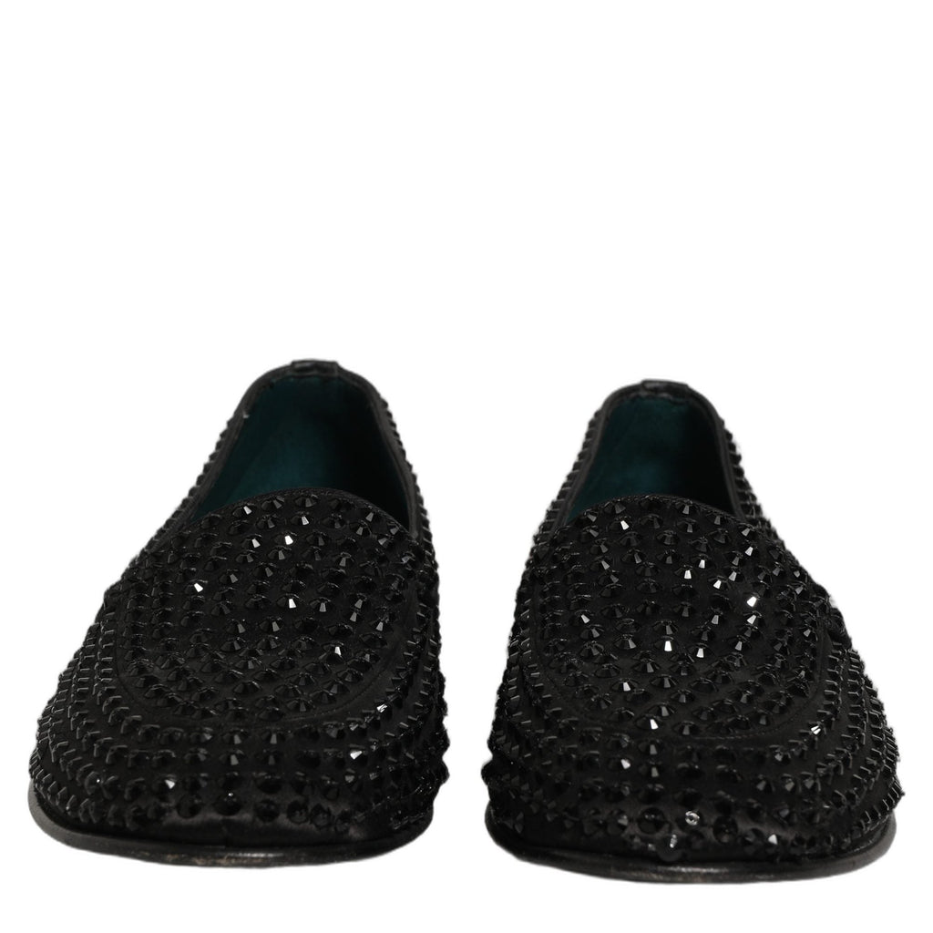 Dolce & Gabbana Black Rhinestone Embellished Loafers Shoes Dolce & Gabbana