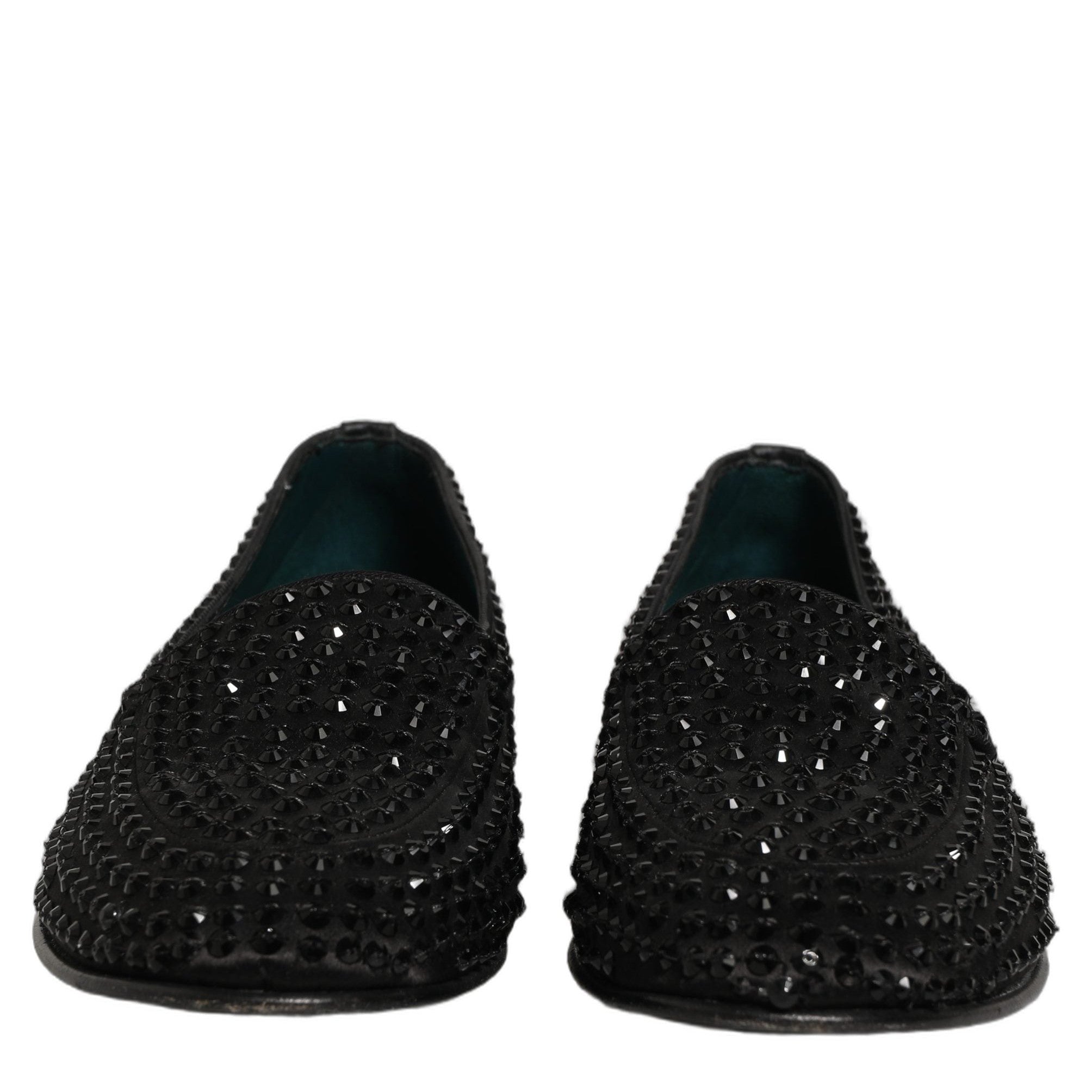 Dolce & Gabbana Black Rhinestone Embellished Loafers Shoes Dolce & Gabbana