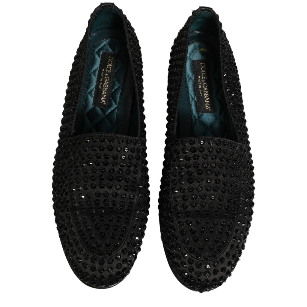 Dolce & Gabbana Black Rhinestone Embellished Loafers Shoes Dolce & Gabbana