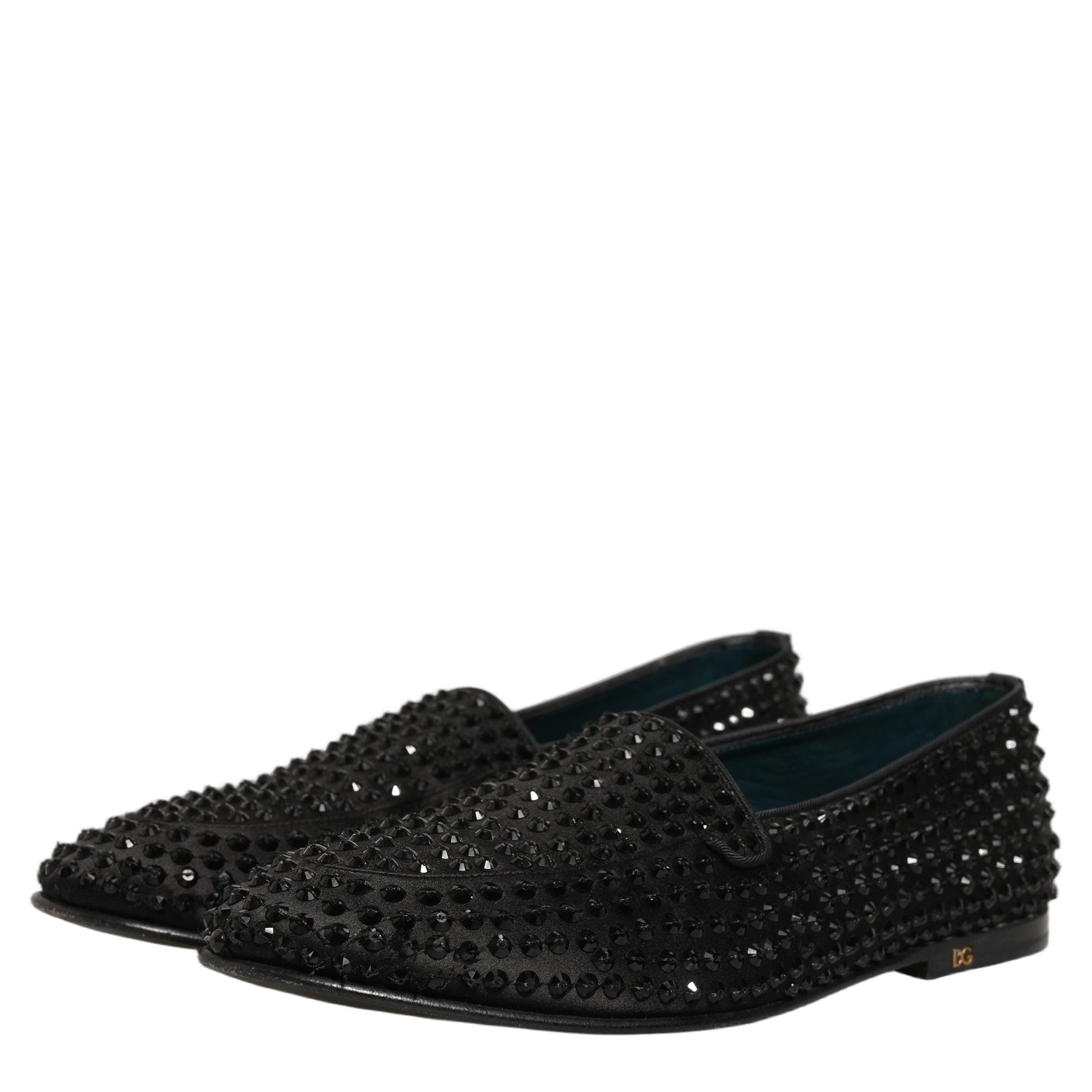 Dolce & Gabbana Black Rhinestone Embellished Loafers Shoes Dolce & Gabbana