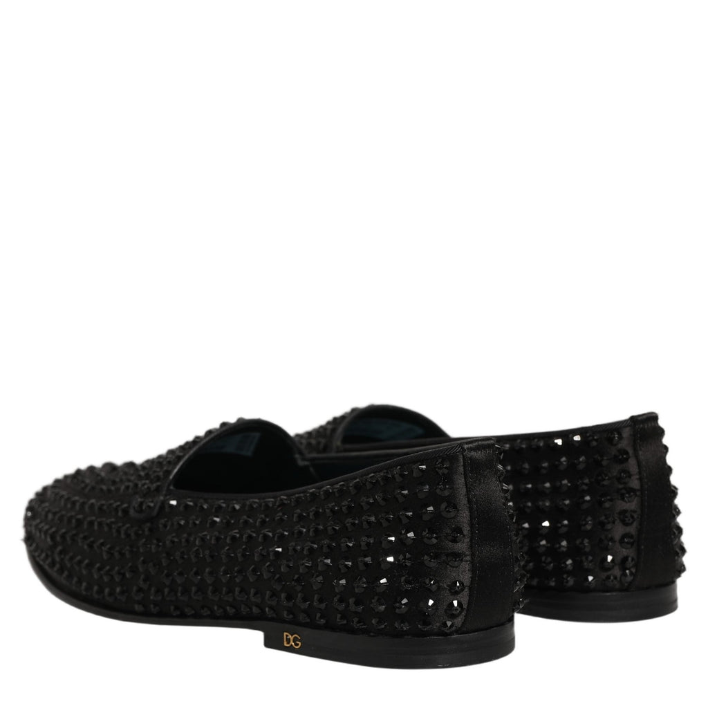 Dolce & Gabbana Black Rhinestone Embellished Loafers Shoes Dolce & Gabbana