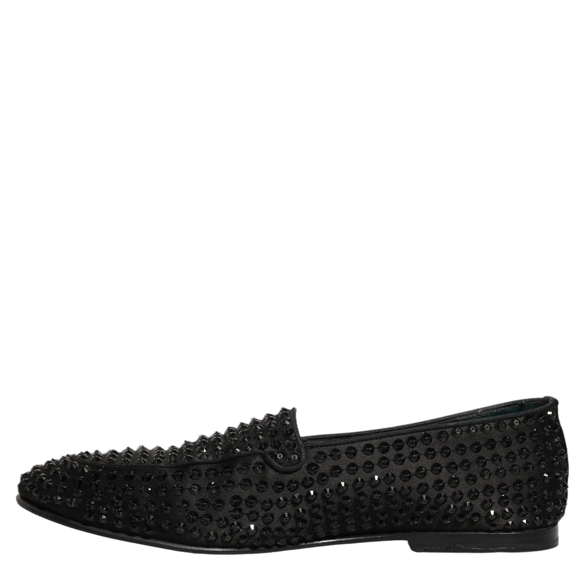 Dolce & Gabbana Black Rhinestone Embellished Loafers Shoes Dolce & Gabbana
